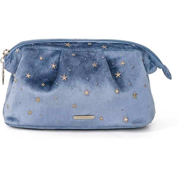 Amazon | Ladruph 化粧ポーチ ベルベット ネイビー 月 星 太陽